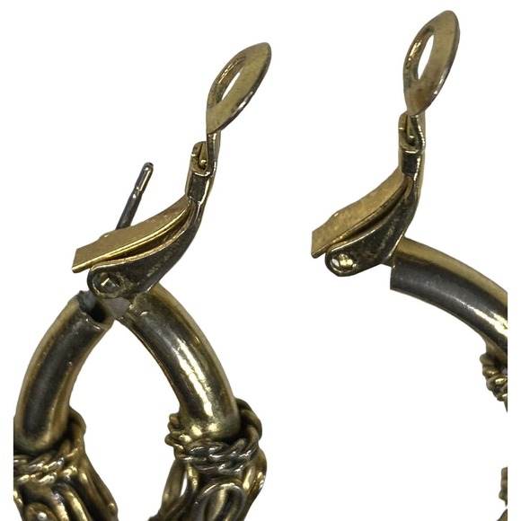 Chunky Gold Tone Twisted Hoop Earrings 2 Different Costume Jewelry Set Pierced - Picture 7 of 8